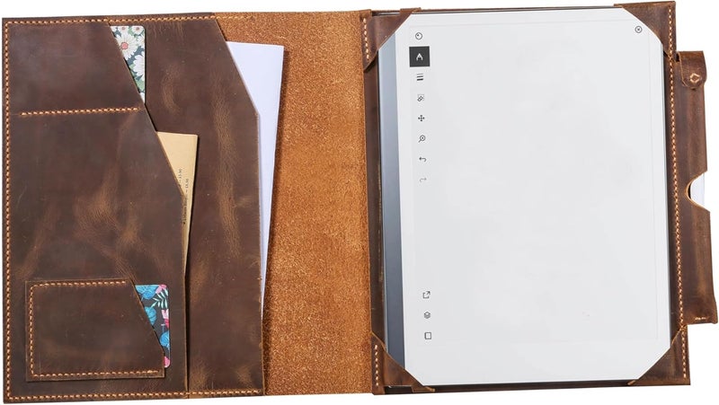 D&M leather studio Leather case with Pen Holder for Remarkable 2,Distressed Folio Organizer for Remarkable 2 Tablet - Image 1
